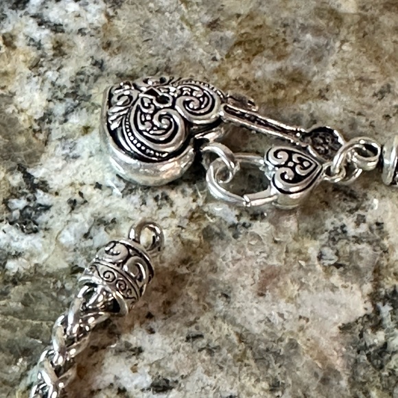 Silver Heart Key Charm Bracelet - Picture 3 of 11